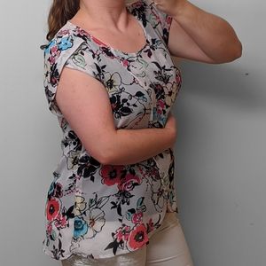 ByTavi Sheer Floral Print Petal Top